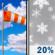 Friday: A 20 percent chance of snow after 4pm.  Increasing clouds, with a high near 43. Breezy, with a west wind 15 to 25 mph, with gusts as high as 35 mph. 