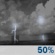 Thursday Night: A chance of rain showers before 7pm, then a chance of showers and thunderstorms. Partly cloudy. Low around 54, with temperatures rising to around 57 overnight. South wind around 15 mph, with gusts as high as 30 mph. Chance of precipitation is 50%. Thursday Night: Chance Showers And Thunderstorms