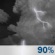 Wednesday Night: Showers and thunderstorms. Mostly cloudy, with a low around 49. West southwest wind 5 to 10 mph. Chance of precipitation is 90%. New rainfall amounts between a tenth and quarter of an inch possible. Wednesday Night: Showers And Thunderstorms